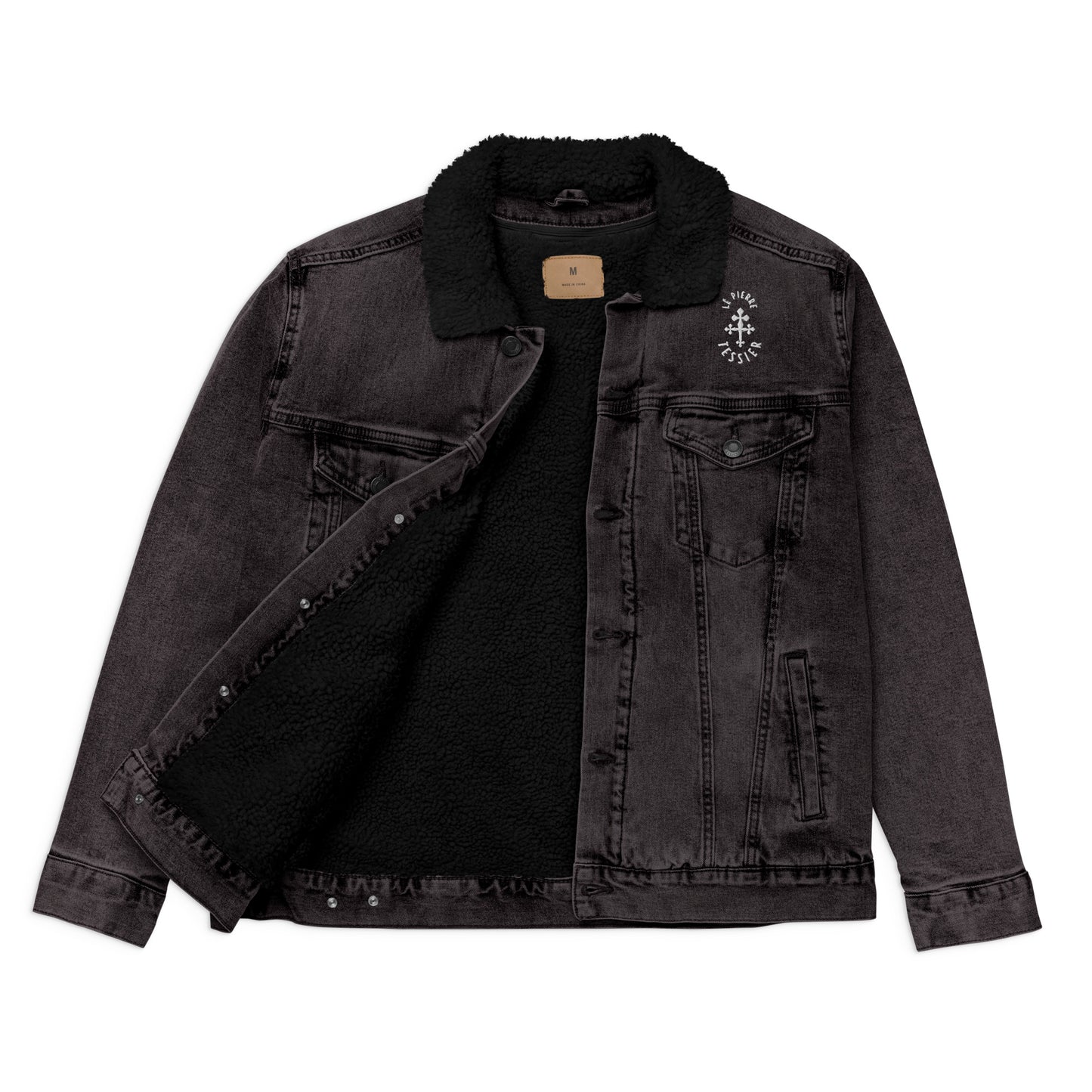 Black denim sherpa jacket
