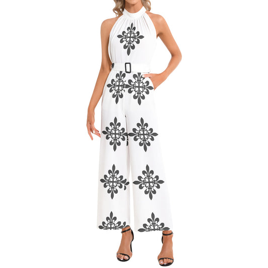 Halter Neck Belted Jumpsuit