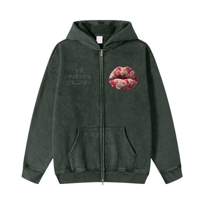 Rose Lips Zip Hoodie